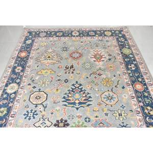 Alfombra Oushak moderna de 8x10, nuevo diseño, anudada a mano, patrón Floral de lana de Nueva Zelanda, rectángulo grande para sala de estar al aire libre - Product Image 6