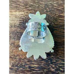 Turquoise Mountain Sterling Silver <b>Adjustable</b> <b>Ring</b> <b>Size</b> 8 Bezel Set Flower Design Alex Sanchez Fashion Jewelry Gift - Product Image 5