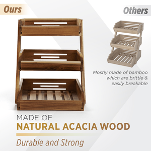 Stockage de légumes en bois organisateur de comptoir de stockage de fruits stockage de légumes pour la cuisine panier de fruits à 3 niveaux pour la cuisine - Product Image 3