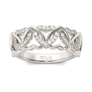 Bague de fiançailles pour femme Jeulia en argent sterling avec cœurs entrelacés et coupe ronde - Product Image 1