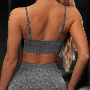 Ensemble de Yoga écologique d'été pour femmes respirant Gym entraînement soutien-gorge Shorts taille bout à bout levage sans manches fronde conception motif solide - Product Image 4