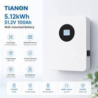 Batterie murale hybride intelligente à écran tactile LiFePO4 25,6 V 200 Ah 5 kWh avec onduleurs compatibles WiFi, BT, CANbus, RS485