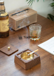 Cendrier en bois Tradebyd rustique fait à la main Cendrier durable Accessoire de fumer unique pour fumeurs en plein air et à la maison - Product Image 4