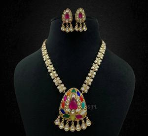 Fancy Look Luxury Moissanite Polki <b>Necklace</b> <b>Set</b> for Wedding and Kundan <b>Bridal</b> Fashion Jewelry For Women - Product Image 2