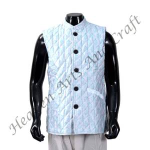 Chaquetas Kantha acolchadas con estampado de bloques a mano hechas a medida con forro de algodón Ideal para ropa de hombre para reventa Vintage hecho a mano - Product Image 6