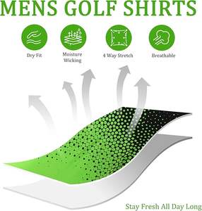 Polo de golf pour hommes, coupe sèche, évacuation de l'humidité, manches courtes 100% polyester tricoté, imprimé performant - Product Image 6