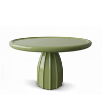 Table de salle à manger ronde moderne sculpturale en laque brillante avec piétement cannelé, fournisseur OEM ODM Vietnam
