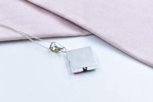 Pendentif Dahlia à barbe à papa fait main en argent sterling et chaîne ajustable de 16 pouces pour femme - Product Image 4