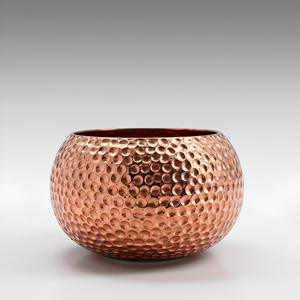 Florero de hierro de metal martillado plateado exquisito hecho a mano decoración moderna para el hogar elegante jarrón de suelo brillante para plantas - Product Image 2