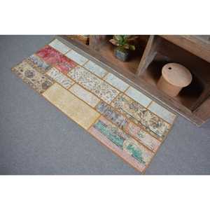 Vintage Turkish Small Rug 2x4.9 ft, <b>Red</b> <b>Wool</b> Rug - Product Image 4