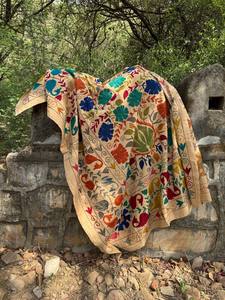 Luxury Hand Embroidered Suzani Quilt with Traditional Floral Motifs – Artisan Crafted Boho <b>Bed</b> <b>Cover</b> for Bedroom Décor - Product Image 5