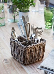 ที่ใส่เครื่องเงินเครื่องจักสานสานสานสานแบบสานสำหรับวางบนเคาน์เตอร์อุปกรณ์จัดช้อนส้อมบนโต๊ะ - Product Image 3