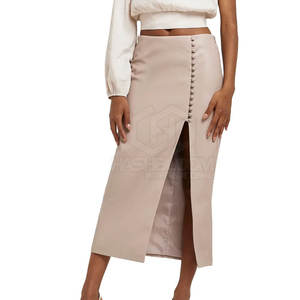 High Quality Customized Women's Casual Genuine Leather Workout <b>Skirt</b> Breathable Mini Spring <b>Summer</b> Knitted Natural Solid Pattern - Product Image 1