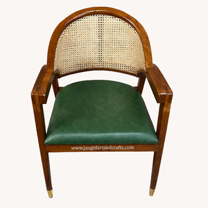 Fauteuil d'appoint vintage en bois massif et rotin tressé, idéal pour café, bureau, salle à manger, hôtel, chambre à coucher, meuble tissé à la main - Product Image 3