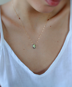 Labradorite avec feu collier géométrique ensemble de boucles d'oreilles pierres précieuses colliers filaires Boho argent plaqué or colliers pendentifs faits main - Product Image 5