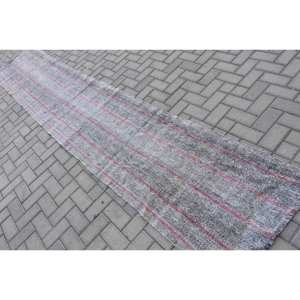 Rustique gris rouge grand 2.4x13.8 pieds zone tapis turc laine Latex support rectangulaire Patchwork pour salon couloir chambre tapis - Product Image 4