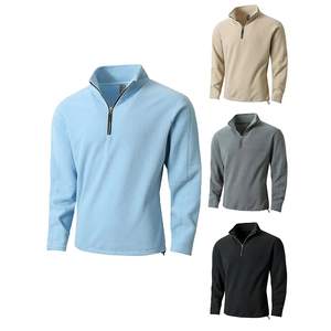 Automne hiver nouveaux hommes pull col montant demi fermeture éclair à manches longues pull à la mode décontracté couleur unie hauts hommes sweat - Product Image 1