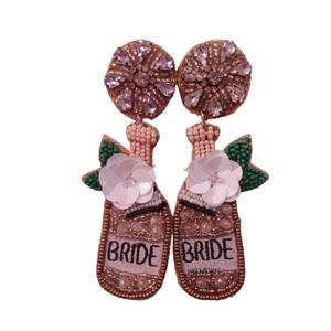 Pendientes colgantes de botella de ginebra de zafiro hechos a mano-Joyería única con cuentas-Regalo para ella - Product Image 3