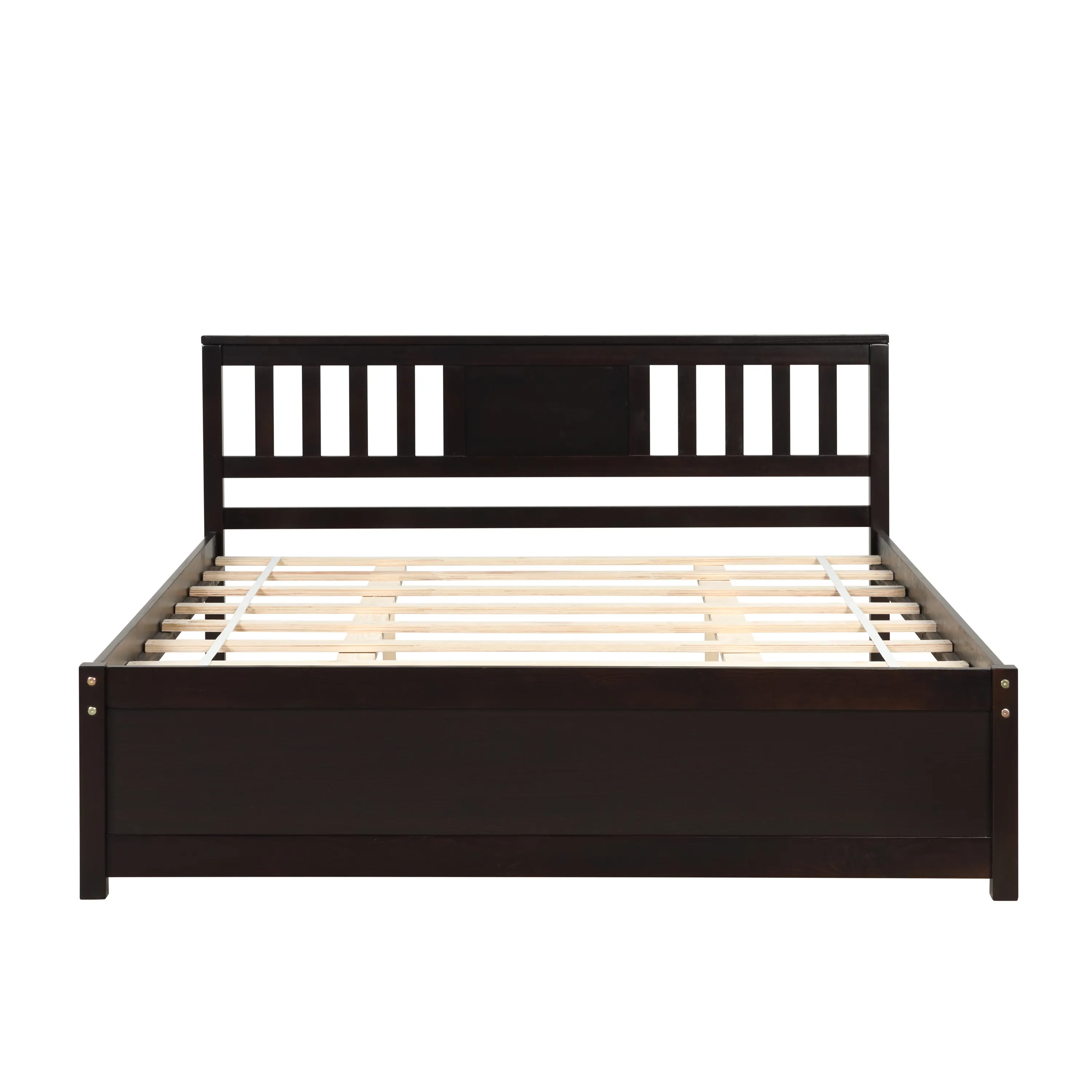 Modern design Wood Platform Queen Bed Frame with Headboard of Espresso color for all ages