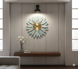 Horloge murale tournesol multicolore, élégante décoration murale pour la maison, le salon, la chambre à coucher et le salon, décoration intérieure - Product Image 2