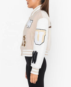 แจ็กเก็ตทีมฟุตบอลขนาดใหญ่พิเศษแจ็คเก็ตหนังผู้หญิงแจ็กเก็ตทีมโรงเรียนว่างเปล่าเสื้อแจ็กเก็ตเสื้อกีฬา - Product Image 3