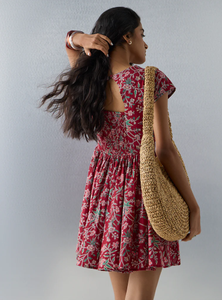 Bombay Paisley ชุดเดรส A-Line ผ้าฝ้ายลายดอกไม้สีแดง - Product Image 5