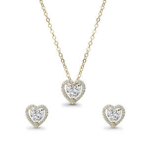 ชุดเครื่องประดับเพชรซิคอนสีขาวโรสโกลด์คลาสสิก Zarkan Love Heart Solitaire ประดับมุก สำหรับงานแต่งงาน งานหมั้น - Product Image 1