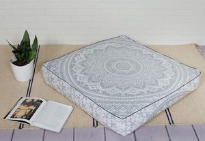 Housse de coussin pouf carrée grande taille 100% coton pur, style bohème vintage mandala, écologique, pour méditation au sol - Product Image 2