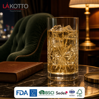 LAKOTTO Verre à eau en cristal taillé Starburst 440 ml, verrerie en gros, approvisionnement en vrac, cadeau promotionnel pour hôtel et bar, logo personnalisé