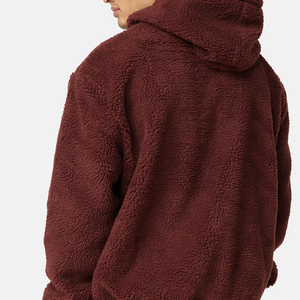 Fluffy Sherpa Embroidered Pullover Hoodie <b>Men</b> Women-Warm Soft Windproof Eco-Friendly 100% Cotton Pocket Casual Winter Sweatshirt - Product Image 2