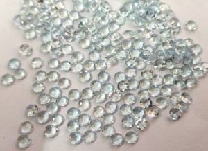 พลอยสกายบลูโทแพซทรงกลมเจียระไนแบบโรสคัท ขนาด 3 มม. ถึง 6 มม. คุณภาพสูง ด้านหลังแบน - Product Image 5