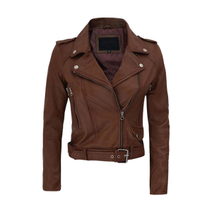 Asymmetrical Front Zip Black Biker Women's Genuine Leather <b>Jacket</b> Real Lambskin Leather <b>Jackets</b> with Notch Lapel - Product Image 6