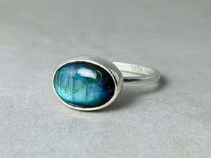 สินค้ามาใหม่เครื่องประดับเงินลาบราดอไรต์สีฟ้าแหวนเงินอัญมณีน่ารักดีไซน์แบบวินเทจแหวน925เงินสเตอร์ลิง - Product Image 3