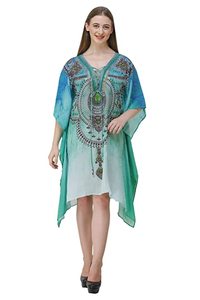 Pur coton Paisley imprimé caftan Masha femmes coton Maxi chemise de nuit avec ceinture naturelle ceintures décoration meilleur prix - Product Image 2