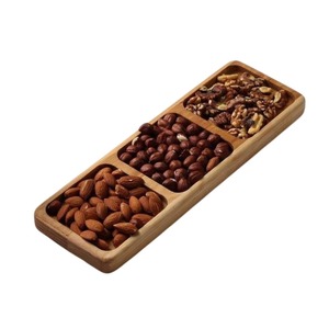 Elegante Bandeja Hexagonal de Madera con Cinco Compartimentos Ideal para Aperitivos Frutas Secas Bodas Catering y Fiestas Eventos - Product Image 6