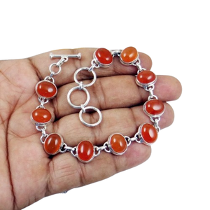 Piedra preciosa cornalina hermoso diseño sólido 925 plata esterlina hecho a mano pulsera de plata fina joyería 925 joyería de plata esterlina - Product Image 1