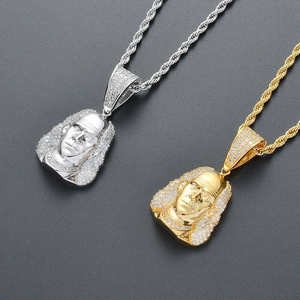 Micro Pave Antique Design Certified Gold Pendant Real Diamond Necklace With 24" <b>Rope</b> <b>Chain</b> for Men - Product Image 3