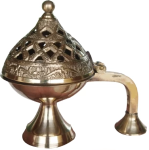 งานฝีมือโลหะรูปวงรีสำหรับศาสนา Jyoti Diya ทำจากทองเหลืองโบราณสำหรับงานฝีมือ - Product Image 1