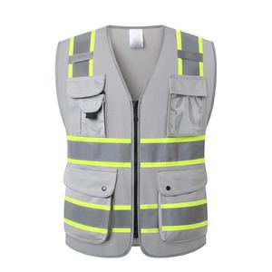 Venta al por mayor de alta visibilidad reflectante chaleco de seguridad transpirable construcción con logotipo personalizado múltiples bolsillos para ropa de trabajo al aire libre - Product Image 1