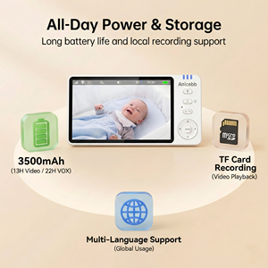 Anicebb ABM580 Caméra de surveillance pour bébé 1920x1080P FHD avec écran IPS 5 pouces, connexion WiFi 2,4 GHz, détection de mouvement IA, vision nocturne, communication bidirectionnelle - Product Image 6