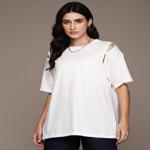 Phong cách sống co. Phụ nữ của quá khổ <span class=keywords><strong>T</strong></span>-Shirt Slit thả-vai tay áo thường xuyên Chiều dài mùa hè in thiế<span class=keywords><strong>t</strong></span> kế Rayon Spandex chấ<span class=keywords><strong>t</strong></span> liệu - Product Image 3
