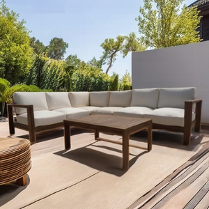 Acogedor sofá modular de madera de teca sin brazos de juego de sofás para patio al aire libre Jardín junto a la piscina terraza juego de sofás de jardín - Product Image 3