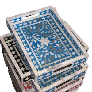 Bandeja de madera de resina única hecha a mano para casas modernas y elegantes, Perfecta para servir y exhibir plantas de la India - Product Image 2