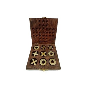 Clásico nuevo juego de madera hecho a mano Tic Tac TOE y juego de solitario ambos en un juego de madera - Product Image 1