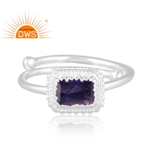 Unique Design Fine <b>Sterling</b> <b>Silver</b> <b>Rings</b> Natural Iolite Gemstone <b>Adjustable</b> Custom Jewelry Manufacturer - Product Image 1