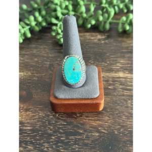 Ray Jack Kingman <b>Statement</b> Boho <b>Ring</b> Turquoise and Sterling <b>Silver</b> with Bezel Setting Size 11.75 Everyday Wear - Product Image 2