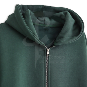 Sudadera con cremallera unisex de alta calidad 100% algodón de talla grande Boxy Fit hombro caído patrón sólido con cremallera completa - Product Image 5