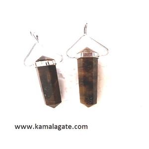 Collar con Colgante de Cristal de Sodalita Natural con Doble Punta, Dije Hexagonal de Acero en Venta - Product Image 4