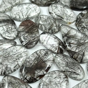 Cabochon en rutile noir naturel Quartz rutile de Madagascar Taille en mélange naturel pour collection - Product Image 1