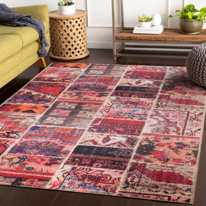 Modern Handmade Rectangular Kilim <b>Rug</b> with Red Medallion Patchwork Design <b>Washable</b> High Quality Room Decor - Product Image 6